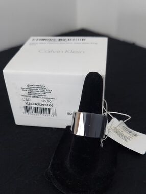 Calvin Klein Polished Silver-Tone Wide Band Ring